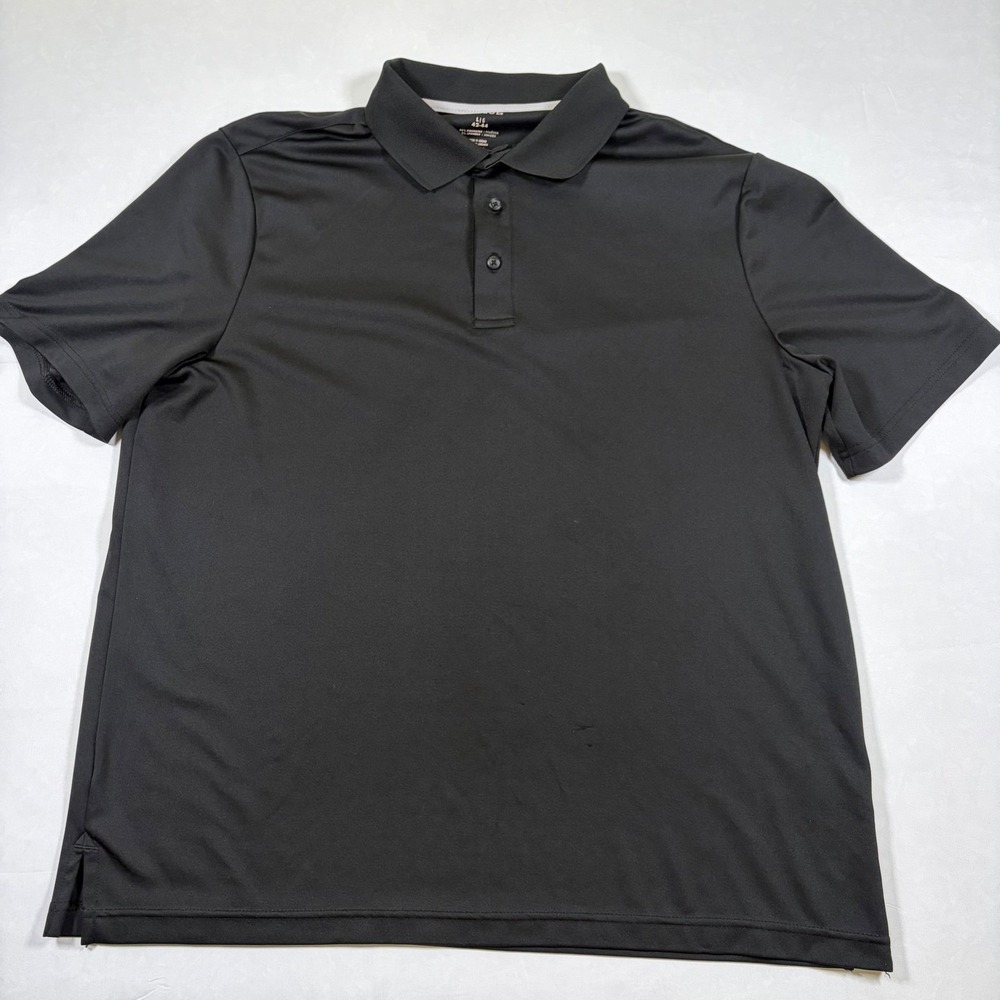 George Mens Performance Polo Shirt Black Short Sleeve Stretch Size L 42-44